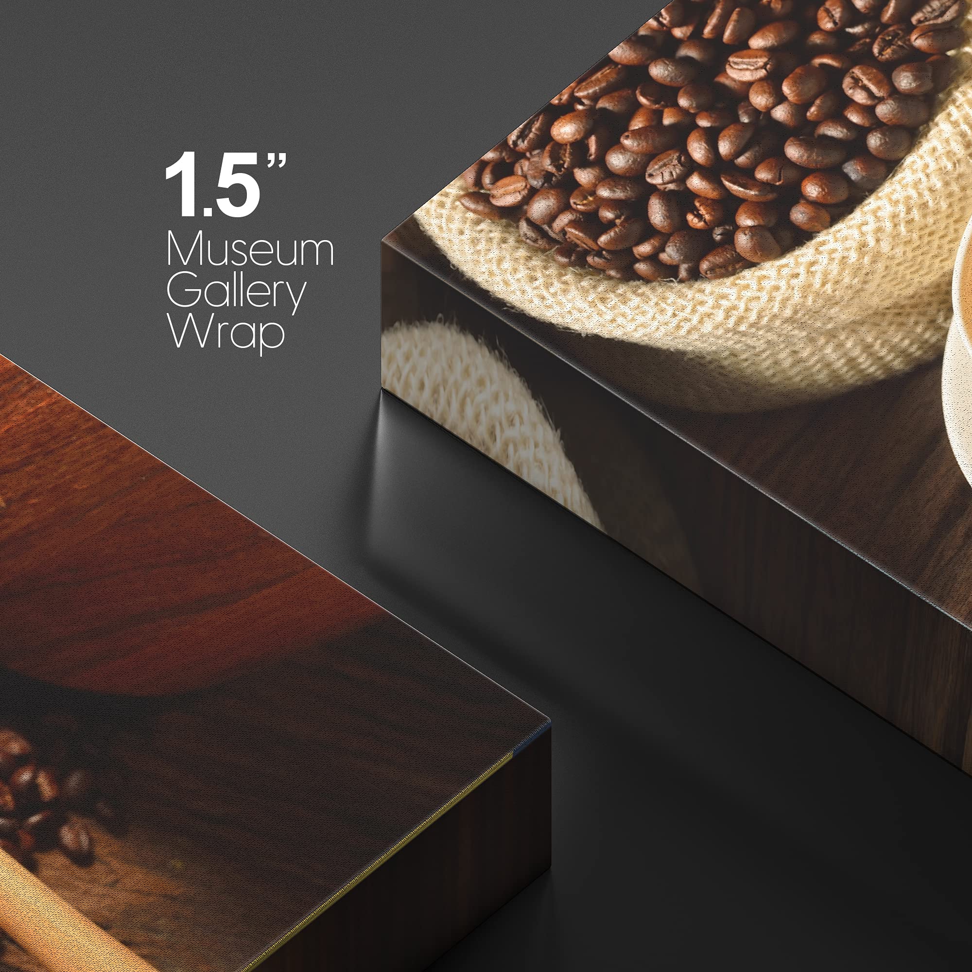 Canvas Prints Wall Art - A Cup Of Cafe Latte And Coffee Beans | Modern Wall Decor/Home Art Stretched Gallery Canvas Wraps Giclee